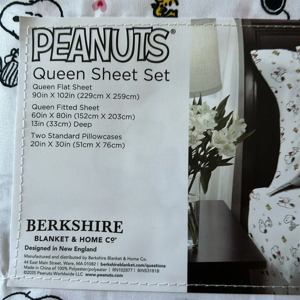 Snoopy Queen Sheet Set Valentines Day Pink Red Hearts New Love